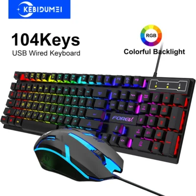 USB Wired Keyboard RGB Color Gaming Keyboard Mechanical Feel keyboard 104