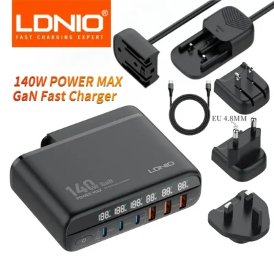 LDNIO Gan 140W Fast Charger Type C Digital Display Cellphones USB Charging