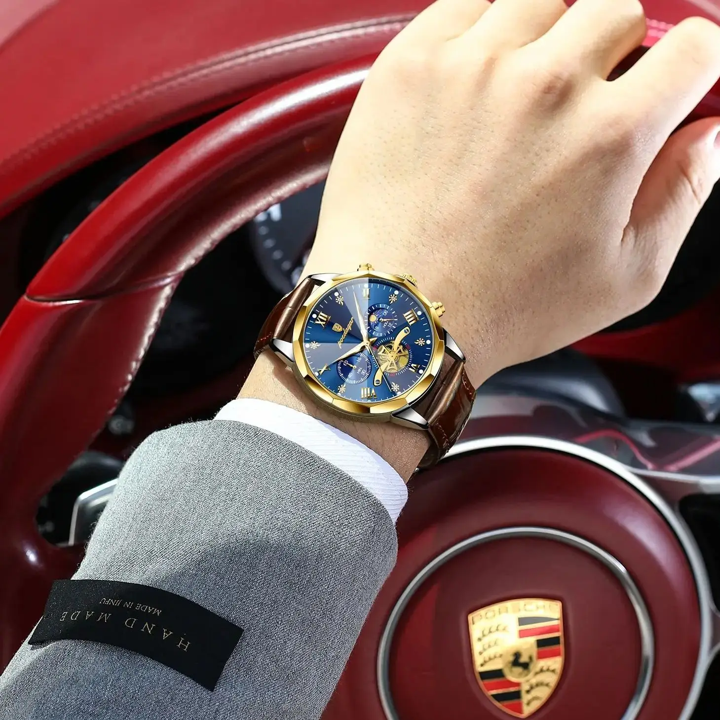 Poedagar Leather High Quality Unisex Wrist Watch - Image 4