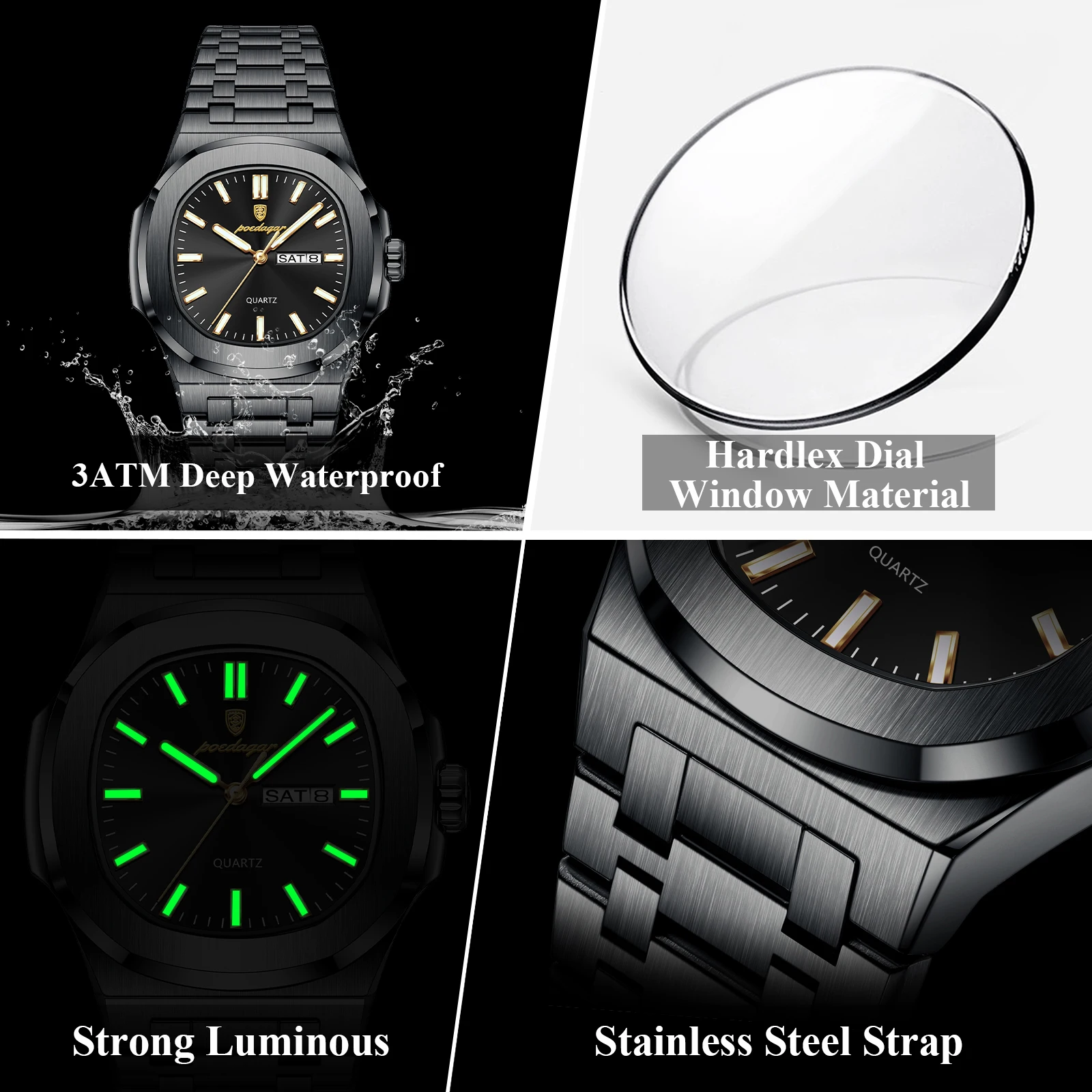 Poedagar Watches For Men Stainless Steel Waterproof Luxury - Image 4