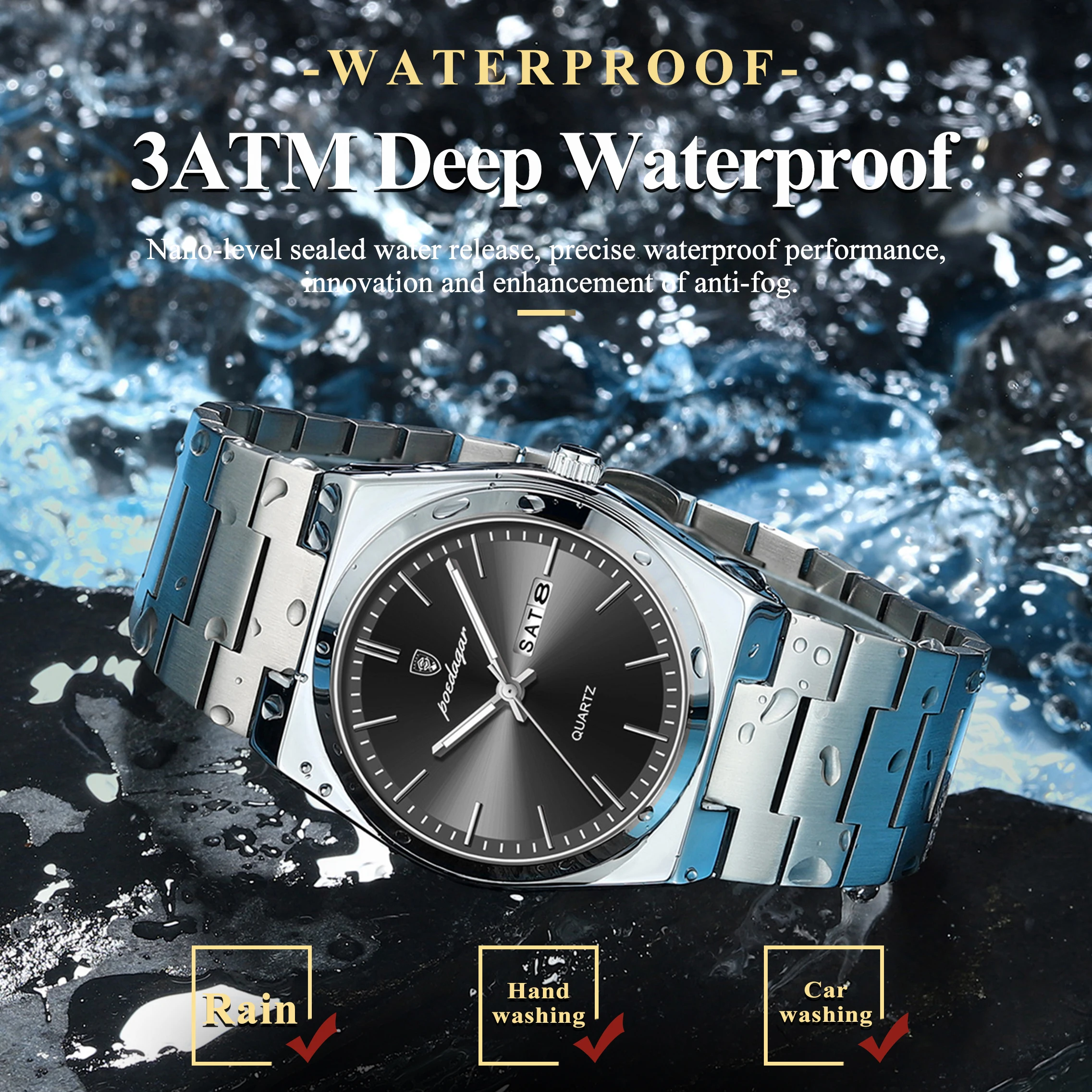 Poedagar Luxury Men's Quartz Wristwatch Waterproof - Image 3