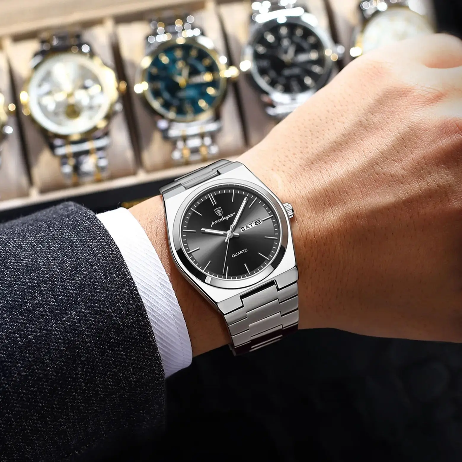 Poedagar Luxury Men's Quartz Wristwatch Waterproof - Image 5