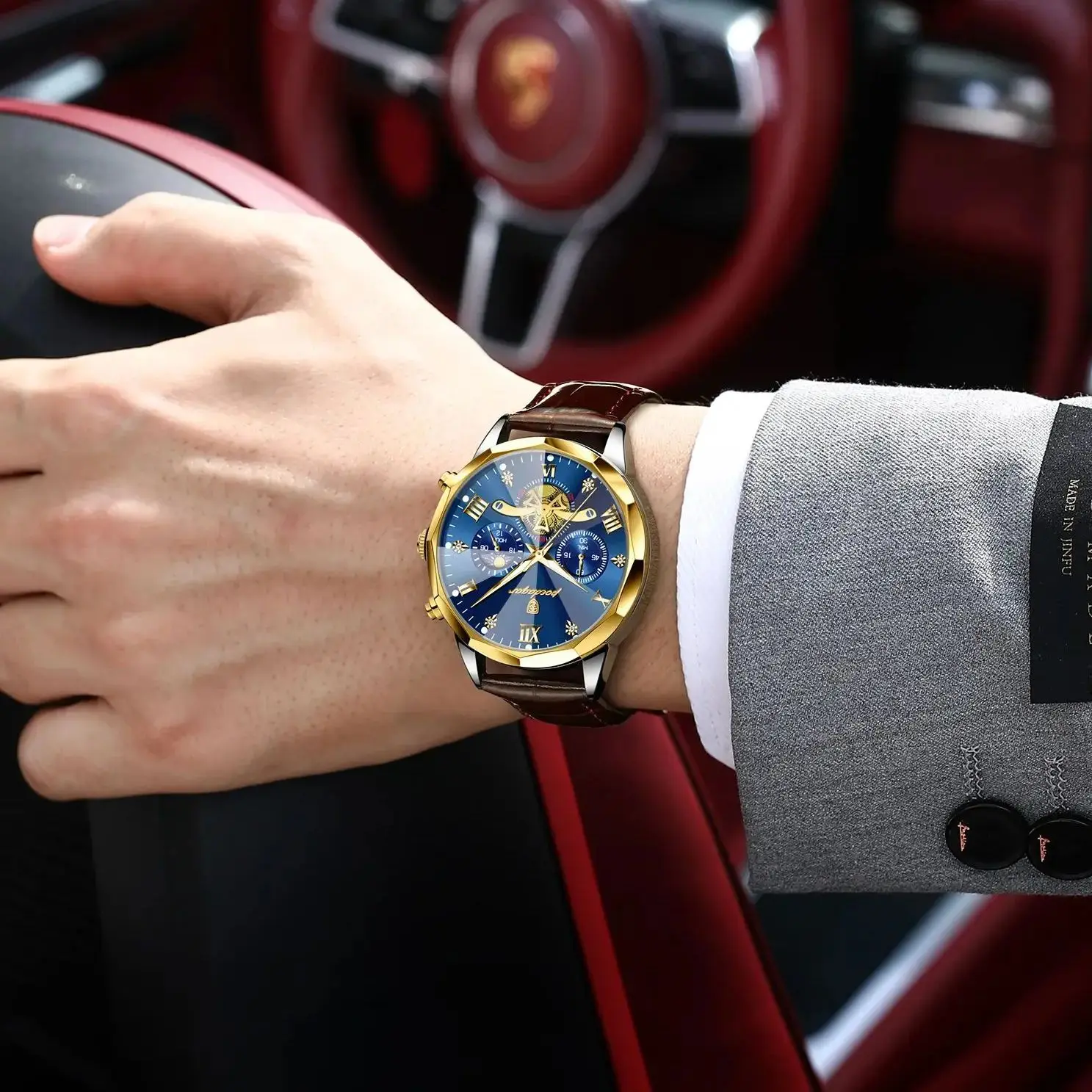 Poedagar Leather High Quality Unisex Wrist Watch - Image 6