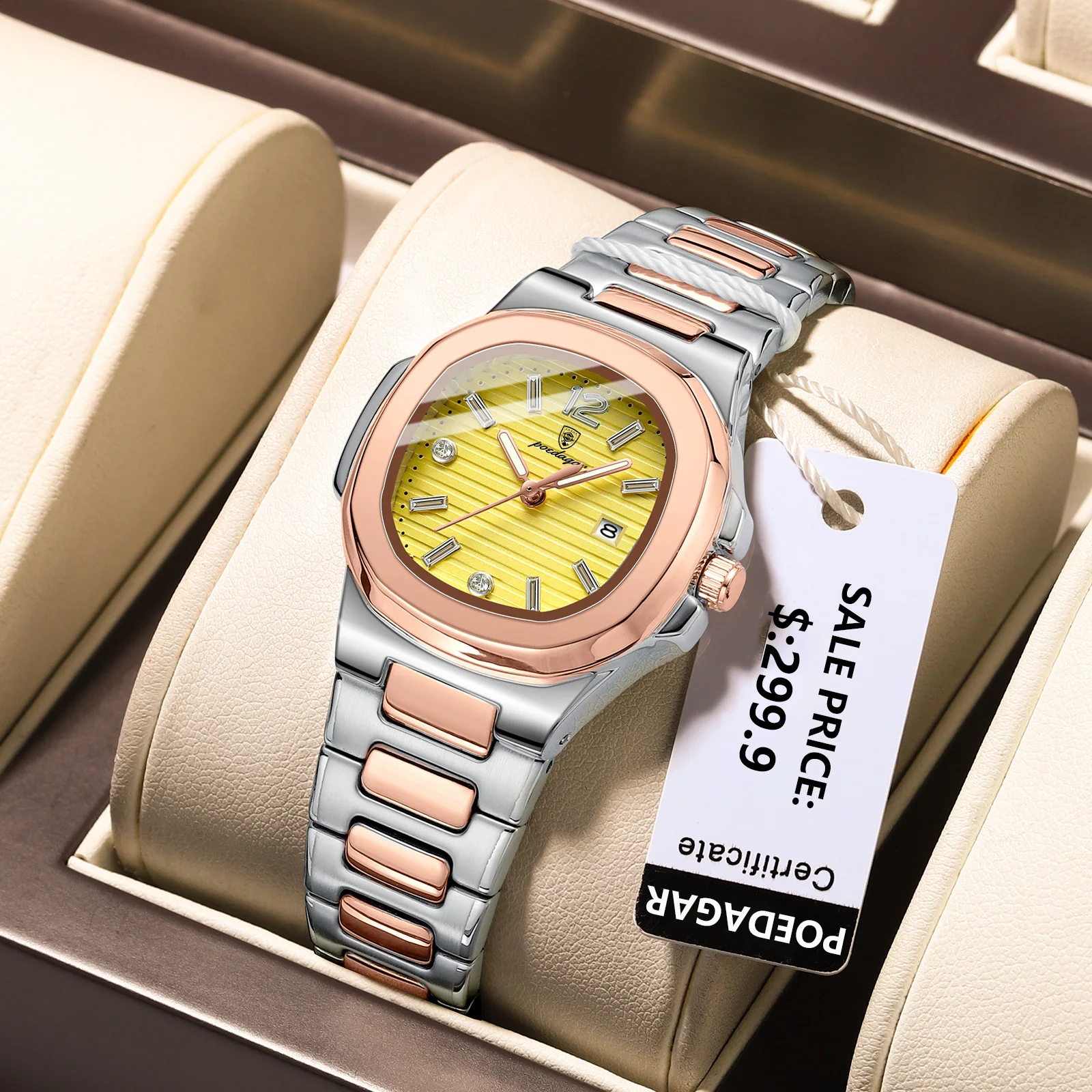 Poedagar Luxury Watch For Woman Square Ladies Quartz