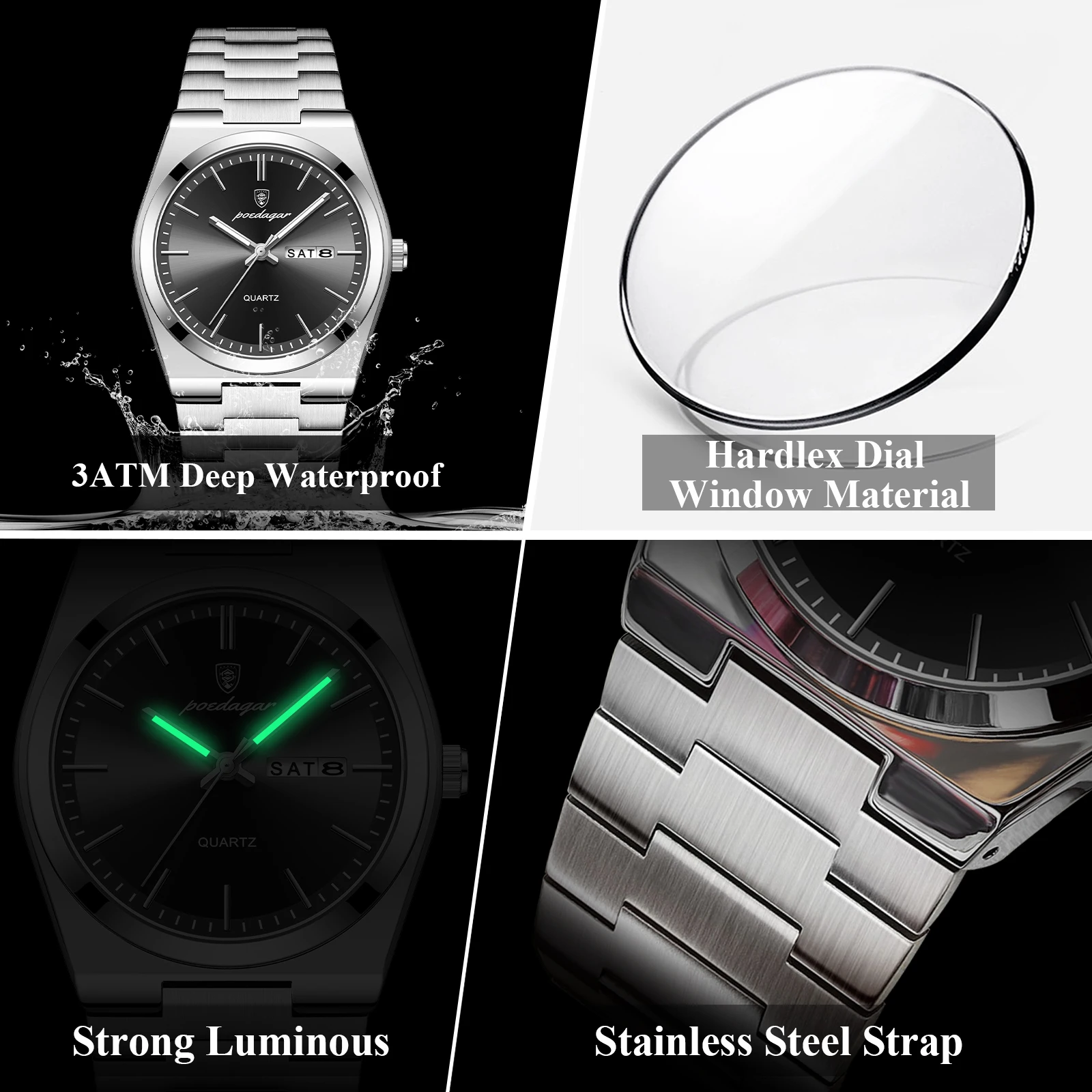 Poedagar Luxury Men's Quartz Wristwatch Waterproof - Image 4